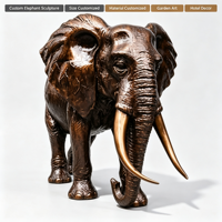 Statue d'éléphant en bronze poli, sculpture réaliste d'animal, figurine personnalisable en taille et couleur, grande taille, décoration pour la maison, le bureau, le jardin, l'extérieur