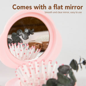 Многофункциональная дорожная расческа-подушка 2-в-1 с мягкой щетиной, портативная, компактная, карманная, с мини-складным зеркалом - Product Image 4