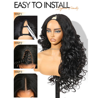 Perruque bouclée en V/U, style Yaki Afro, résistante à la chaleur, synthétique, tressée, bouclée crépue, demi-perruque à clipser pour femmes noires