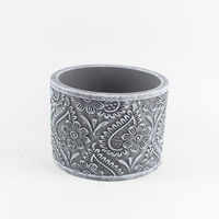Jardinière ovale en ciment faite à la main avec soucoupes à motif en relief pour jardin et balcon – Pot durable et écologique pour bonsaï