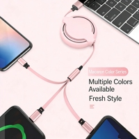 Câble de données rétractable 3 en 1, chargeur multiple en silicone liquide pour téléphone
