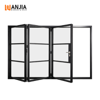 Portes pliantes en aluminium isolées thermiquement pour l'extérieur WANJIA, portes de patio pliantes avec revêtement en poudre