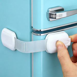 Child Safety Refrigerator Lock White Plastic Cabinet Door Strap Home Protection - Product Image 1