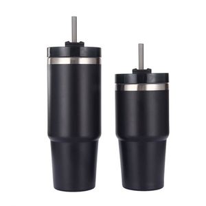 Mug de voyage isotherme 20oz 30oz en acier inoxydable à double paroi avec couvercle, paille et base antidérapante pour boissons chaudes et froides - Product Image 6