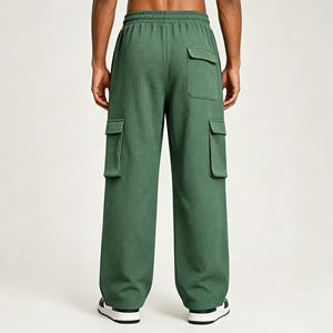 <span class=keywords><strong>Pantaloni</strong></span> da Uomo XL Antirughe <span class=keywords><strong>con</strong></span> Stampa Waffle Verde, Tasche Grandi, Stile High Street, Vestibilità Larga e Dritta, Vita Elastica, Antipiega - Product Image 3