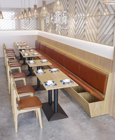 Ensemble de tables et chaises de restaurant avec banquette de rangement, design moderne, mousse haute densité durable, structure en bois