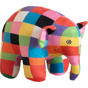 热花布大象毛绒玩具格子图案彩色马赛克大象蛇毛绒玩具