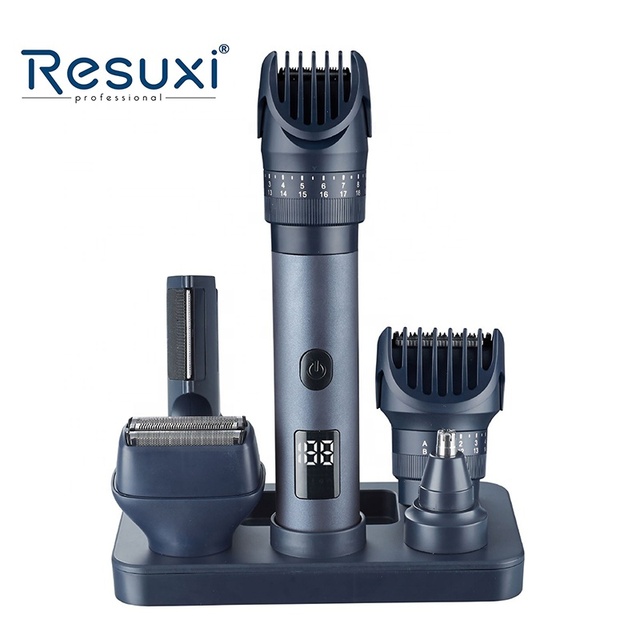 Resuxi JK-881 with Charging Base Waterproof IPX6 Body Beard Hair Trimmer for Men 5 in 1 Rechargeable Electric Razor 0-20mm
