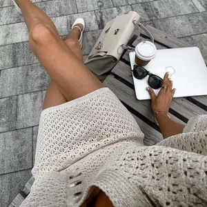 Tout nouveau produit femme vêtements respirant couleur unie lâche femmes ensembles à manches courtes col roulé pull d'été femmes - Product Image 6