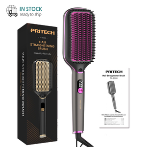 <span class=keywords><strong>Brosse</strong></span> <span class=keywords><strong>lissante</strong></span> professionnelle PRITECH, peigne lissant ionique avec revêtement céramique, chaleur 230°C, fer à lisser électrique PTC - Product Image 1