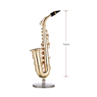 Mini saxophone alto en laiton, modèle de saxophone, instrument de musique de bureau exquis, décoration, ornements, cadeau musical avec boîte délicate