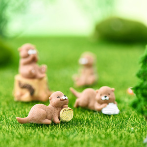 Ensembles miniatures en résine Little Otter, ornements de <span class=keywords><strong>jardin</strong></span> féerique, figurines d'animaux de dessin animé pour la décoration d'aquariums et de bacs à poissons, artisanat - Product Image 2