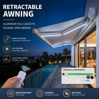 Auvent rétractable imperméable en tissu acrylique résistant aux UV, contrôle intelligent par capteur solaire, certifié CE ISO9001 pour patio et jardin