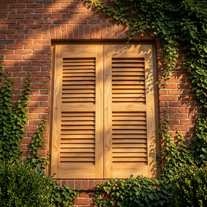Persianas de Madera Natural Americana con Acabado Teñido, Persianas Exteriores con Rejillas, Persianas Tradicionales Duraderas Hechas a Medida - Product Image 1