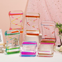 Sablier créatif bicolore à mouvement liquide et bulles, fait main, pour jouets sensoriels anti-stress, ornement de bureau et artisanat