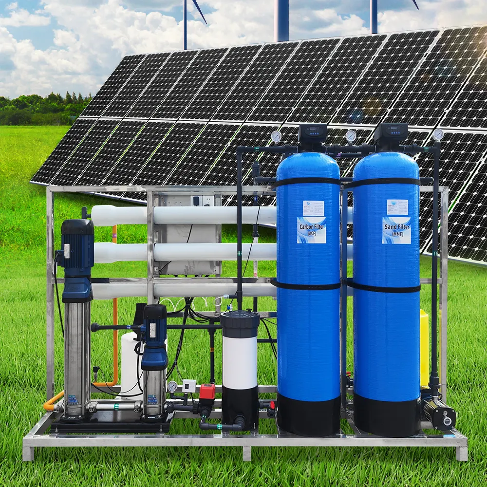 Sistema de tratamiento de agua solar automático/proveedor de equipos de purificación de agua de 1000 litros por hora