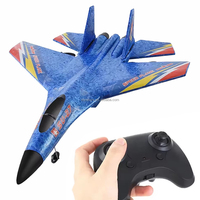 Avion de Chasse RC en Mousse EPP Radiocommandé 2,4 GHz d'Extérieur avec Piles et Lumières, Jouet Planeur Volant