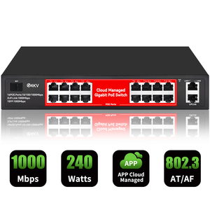 16포트 풀 기가비트 PoE 스위치 240W 2 업링크 1SFP 관리형 스위치 클라우드 앱 웹 VLAN 확장 모드 4KV 낙뢰 보호 - Product Image 2