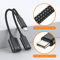 Hub USB-C 3-en-1 avec adaptateur audio 3,5 mm, charge rapide PD 60W et câble tressé pour iPhone 17, 16, 15, ordinateur portable et tablette