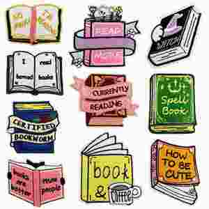 Parche Termoadhesivo Bordado con Diseño de Dibujos Animados de Lectura de Libros, Accesorios para Ropa - Product Image 1