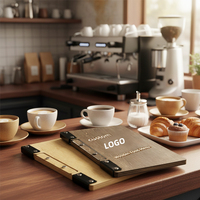 Porta Menús de Madera Personalizado, Carpeta de Menús en Formato de Libro para Cafetería, Bar, Restaurante, Hotel, Suministros para Restaurantes