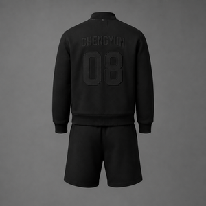 Ensemble veste <span class=keywords><strong>et</strong></span> short de baseball minimaliste personnalisé avec coque extérieure noire mate résistante à l'eau - Product Image 3