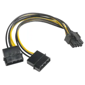 PCIE 8针至Molex LP4电源电缆显卡双PCIe 8针6 + 2针至双Molex LP4 4针电源转换器适配器电缆