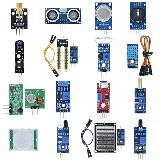 16/37/45 in 1 Sensor Module Kit Electronics Student Educational Science Starter Kit Compatible with Arduino