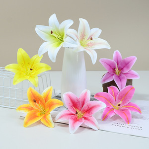 ดอกลิลลี่ประดิษฐ์ ดงเฉิน คราฟต์ส์ สีขาวนม สีชมพูแชมเปญ สีเหลือง สีส้ม สีชมพู ทำจากวัสดุ PE สำหรับตกแต่งงานแต่งงานและบ้าน - Product Image 1