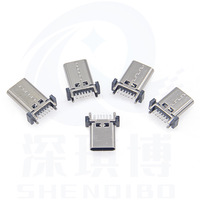 Connecteur femelle type-c 6Pin USB 3.1 SMT Dip Montage Charge rapide Courant élevé Bande d'ambulance 4 broches