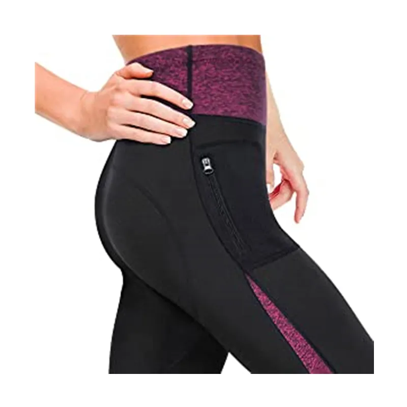 High Waist Sauna Sweat Pants Slimming Neoprene Weight Loss Workout Capri Leggings with Zipper Pocket for Women