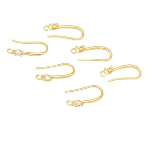 18k gold-plated copper with color-preserving zircon U-shaped ear <b>hooks</b>, handmade <b>earrings</b>, semi-finished DIY <b>earring</b> - Product Image 5
