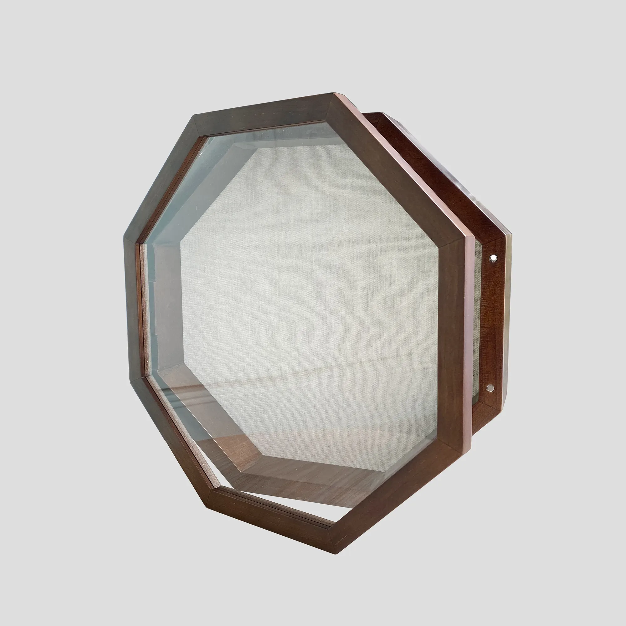 13inch Unique Octagon Shaped Shadow Box Display Case Awards Medals Wood Memory Shadow Box Picture Frame With Linen Back