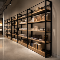 Estantería Industrial Moderna, Estante Alto de Acero y Madera con Estantes Abiertos, Versátil para el Hogar, Oficina, Sala de Estar
