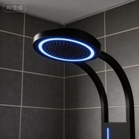 Système de douche SUS304, vente chaude, panneaux de douche en acier inoxydable avec cascade LED, colonne de douche murale noire