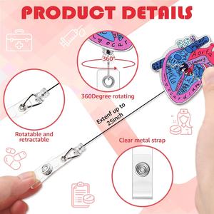 Acrylique <span class=keywords><strong>pharmacie</strong></span> coeur série médicale infirmière accessoires porte-carte d'identité porte-Badge rétractable Badge bobine avec <span class=keywords><strong>pince</strong></span> crocodile - Product Image 3
