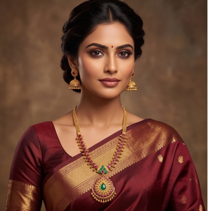 DIVYORO Premium <b>Ruby</b> Emerald Jhumka Long <b>Necklace</b> Earring Set Gold Plated Classic Fashion Jewelry for Women South Indian Wedding - Product Image 3