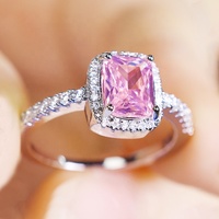 Classique brillant Rectangle cubique Zircon anneau pour les femmes mariée mariage fiançailles fête platine plaqué anneau bijoux