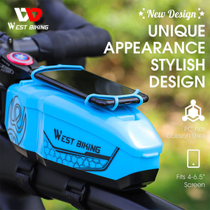 กระเป๋าจักรยาน WEST BIKING แบบติดหน้ารถจักรยานพร้อมที่ยึดโทรศัพท์แบบหน้าจอสัมผัส  กระเป๋าติดท่อบนสำหรับเดินทาง  กระเป๋าจักรยานแบบแข็งกันน้ำ - Product Image 6