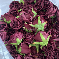 Têtes de roses artificielles en gros L-078, 9 cm, bordeaux, pour arche de mariage, décoration murale, CE