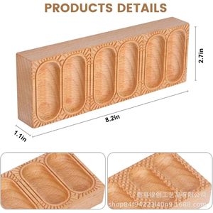 Wooden Wonton <b>Mold</b> Double Sided Pasta Maker For Kitchen Use With Pattern Design - Product Image 4