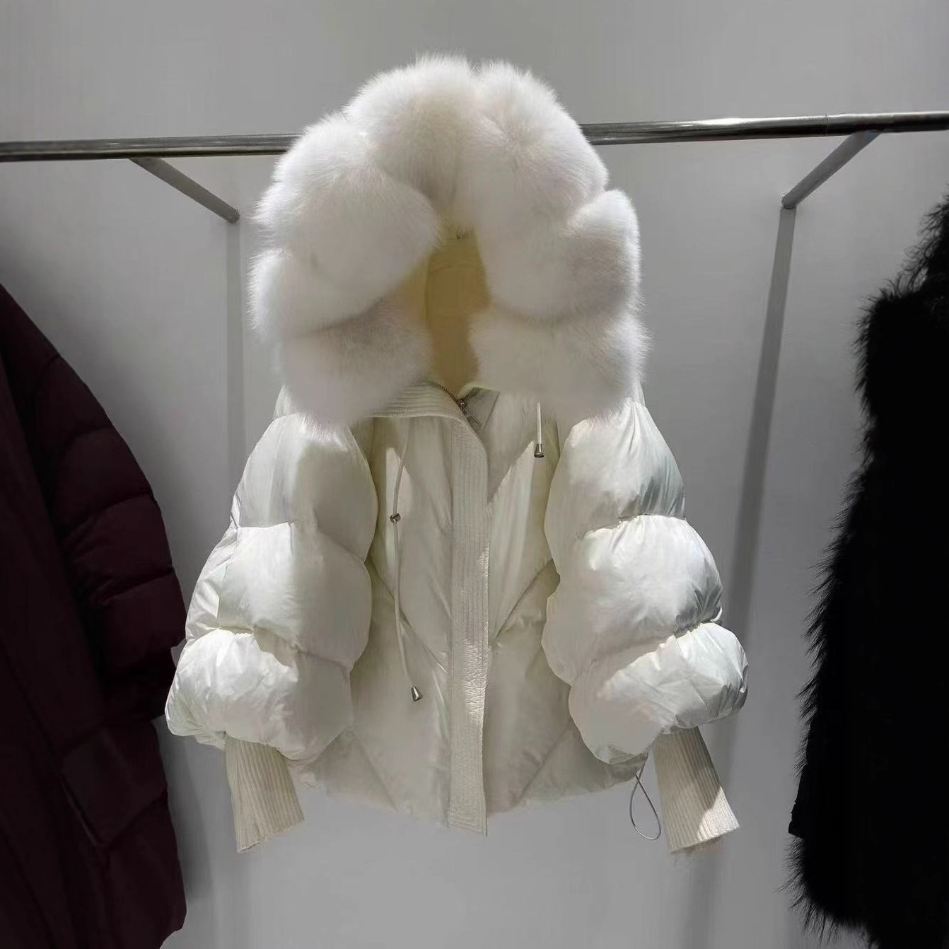White+white fox fur collar