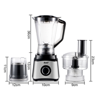 RAF R.2873 4-in-1 Voedselprocessor 600W Blender Blender Hakselaar Stille werking Snelle start Gemakkelijk schoon te maken Multifunctioneel keukenapparaat