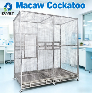 Jaula para Pájaros EURVET Profesional de Acero Inoxidable 304, Dimensiones Personalizables para Loros, Cacatúas y Loros Grises Africanos - Product Image 1