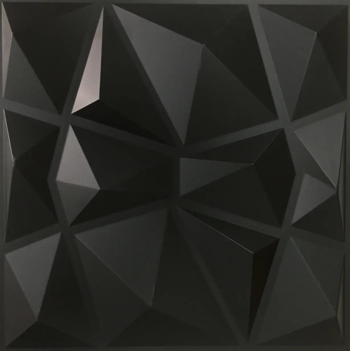 Matt Black 3D Paneling Textured 3D Wall Design, Black Diamond, 19.7" x 19.7"