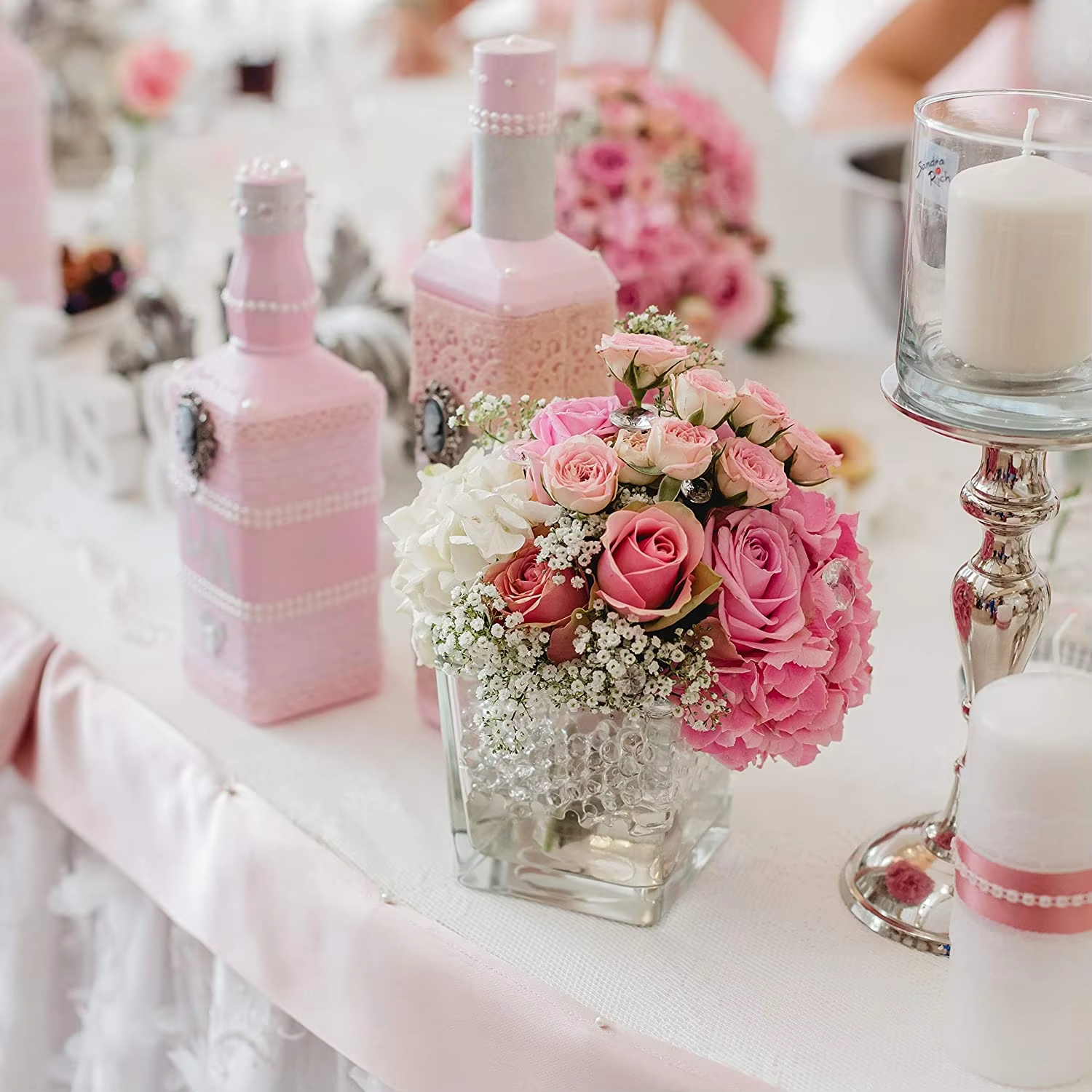 Rose Gold Floating Pearl Centerpieces Floating Pearls Centerpieces