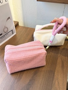 Soft Plush Terry Cloth Pencil Bag, Korean Style Cosmetic <b>Case</b>, Large Capacity Open <b>Makeup</b> Pouch for Students School Travel - Product Image 4