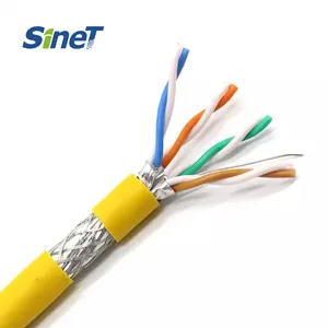 SINET Pase la prueba más alta 305M Rendimiento Doble escudo 23AWG Cobre sólido Blindaje SFTP Cat6 Cable