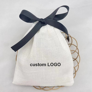 Wholesale White Bamboo Cotton Dust Cover Bag Bead Storage Bags Custom Logo Cotton Jewelry Small Drawstring Packaging Pouch - Product Image 3