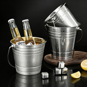 Enfriador de Lujo para Vino, Cerveza y Champán, Cubo de Hielo Metálico de Doble Pared con Asas Laterales para <span class=keywords><strong>Bar</strong></span>, Hotel y Fiestas - Product Image 1